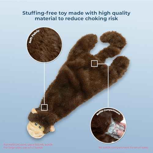 2-in-1 Stuffless Squeaky Dog Toy - Cow, Monkey, Medium (Multicolor/Monkey & Cow / Medium)