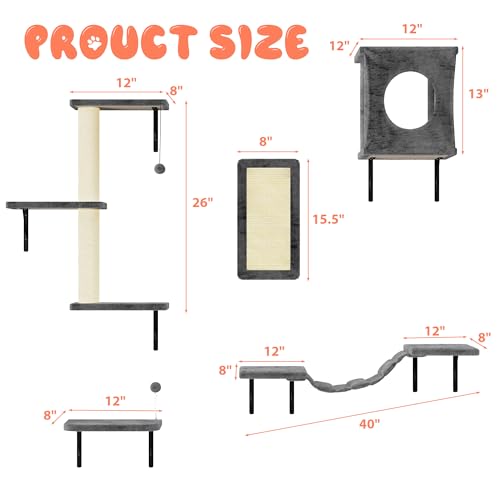Cat Wall Shelves Set (Dark Grey)