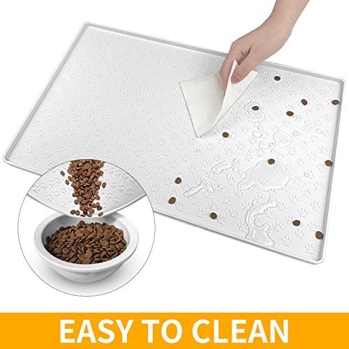 Pet Placemat for Dog and Cat (18"L x 12"W / White)