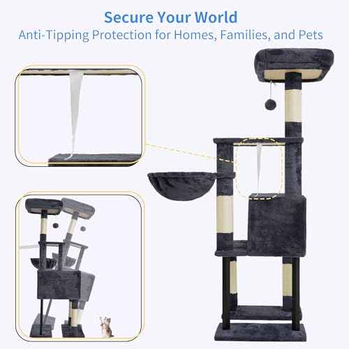 Cat Tree with Toy (Smoky Gray / 49 inch)