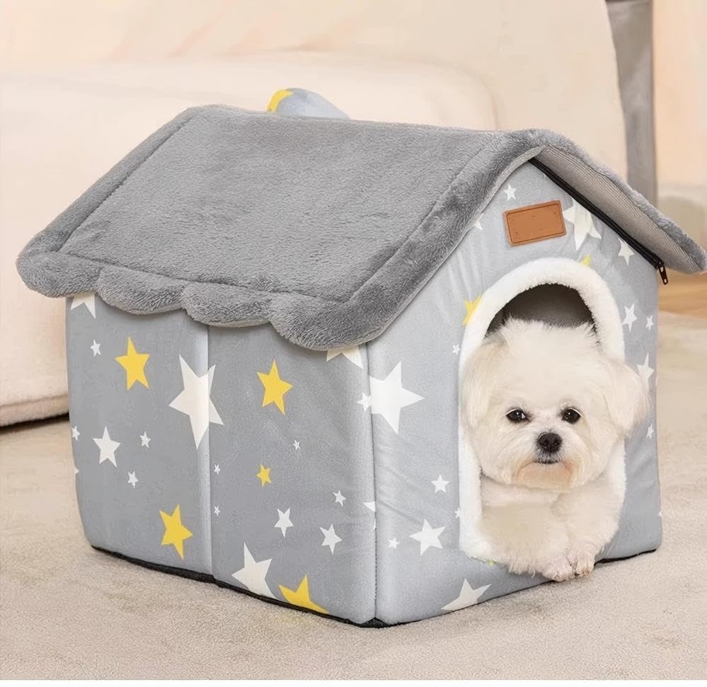 Dog House Indoor Puppy Cave Cat Nest Kennel Pet Bed Portabl Foldable (grey / XL: Size fits 18kg/40lbs (Pets))