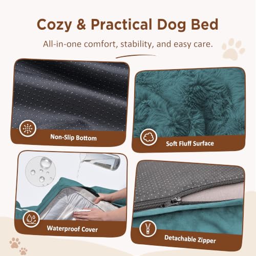 Waterproof Orthopedic Dog Bed for Extra Large Dogs (42.0"L x 30.0"W x 8.5"Th / Washed Blue)