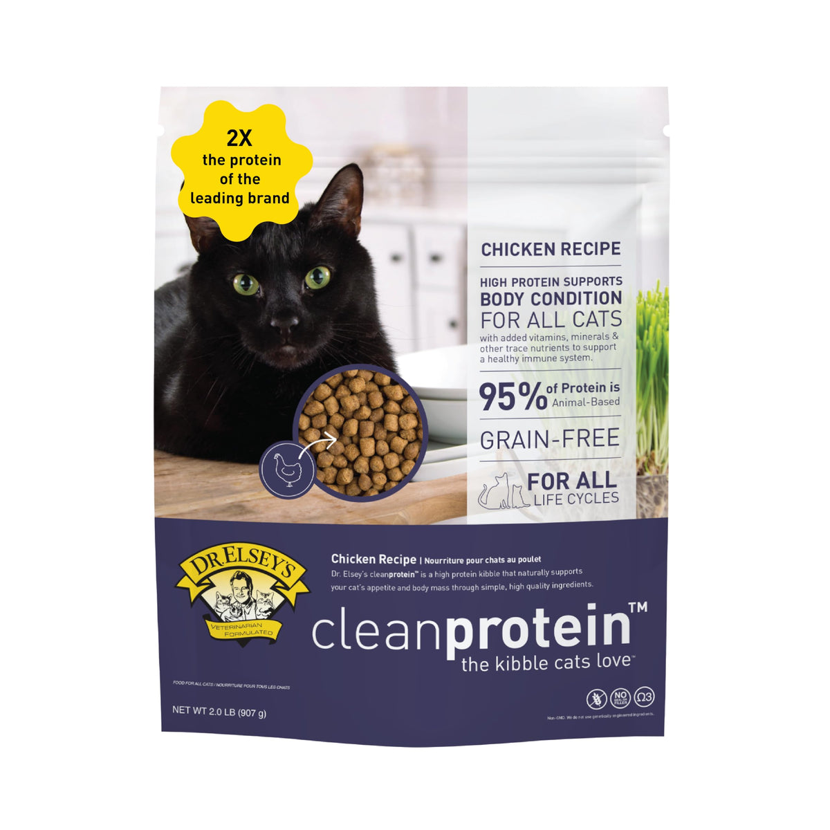cleanprotein Chicken Cat Kibble 2 lb. Bag (2 Pound (Pack of 1))