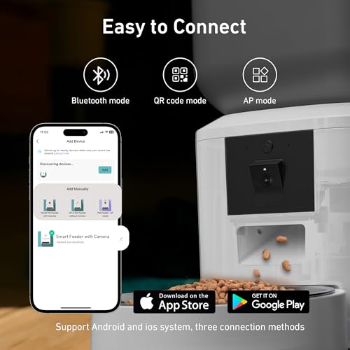 Automatic Dog & Cat Feeder with Camera & WiFi (Pure White)