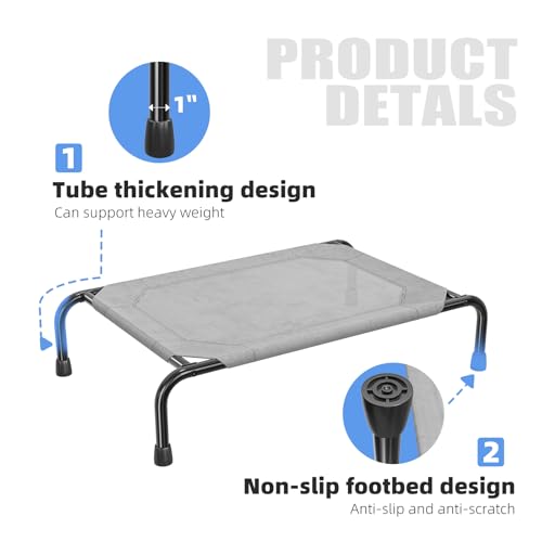 Raised Dog Bed for Small Dogs (36.5"L x 22.5"W x 8.25"Th / Grey)