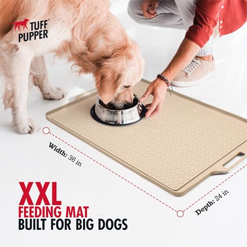 36x24 XXL Dog Feeding Mat for Food and Water (Beige / XX-Large - 36" x 24")