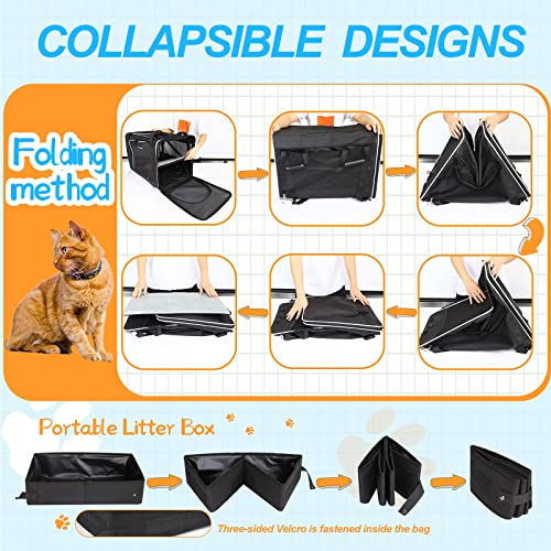 Extra Large Cat Carrier with Litter Box for Car Travel (Black(A carrier with litter box))