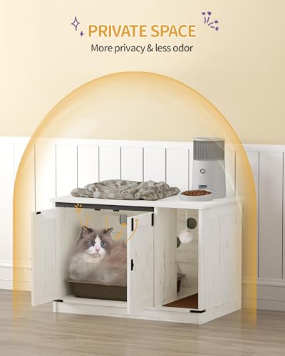 Cat Litter Box Enclosure (31.5"L x 19.7"W x 20.9"H / White)