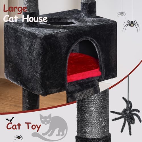 Cat Tree Tower for Indoor Cats (Black with Red)