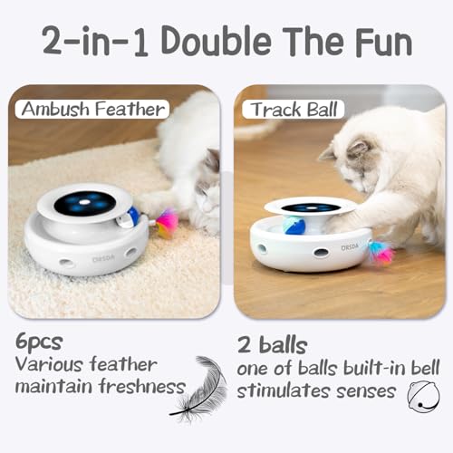 2in1 Interactive Toys for Indoor Cats (Lvory White)
