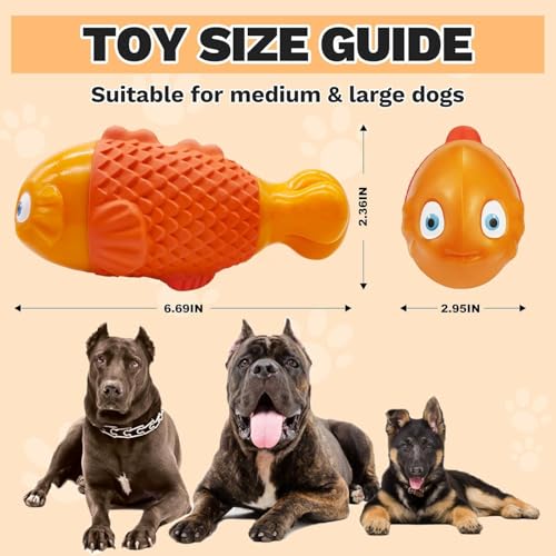 Indestructible Dog Toys for Aggressive Chewers (Orange Nylonfish / Medium)