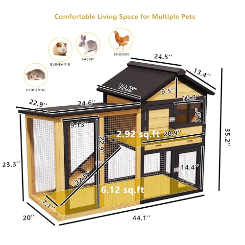 2 Story Wooden Outdoor Chicken Coop with Run Yellow Black (C03 Yellow with Black)