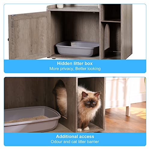 Cat Tree Tower (L (28.3"×17.7"×48.0") / Rustic Gray)