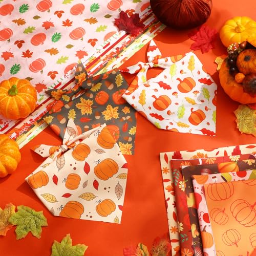 200 Pcs Fall Dog Bandanas Bulk (Orange, Yellow, Brown / Fall Pumpkin)