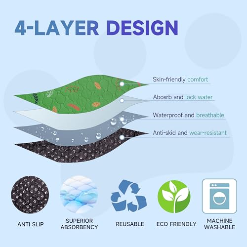 Washable Pee Pads for Dogs 2 (Leaves - Green / 24x36 Inch (Pack of 2))
