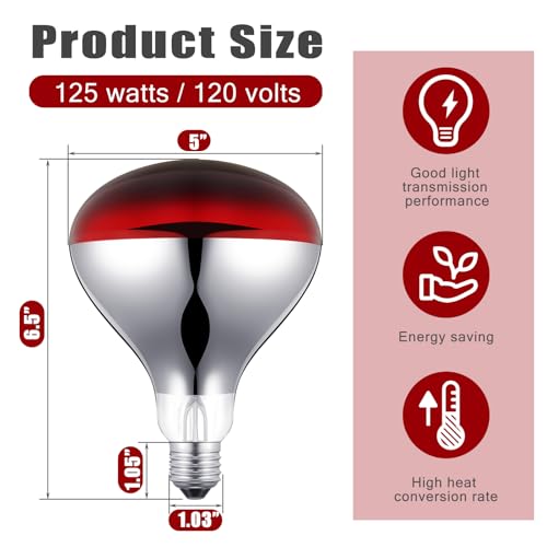 4 Pack Heat Lamp Bulbs 125 Watt (Red)