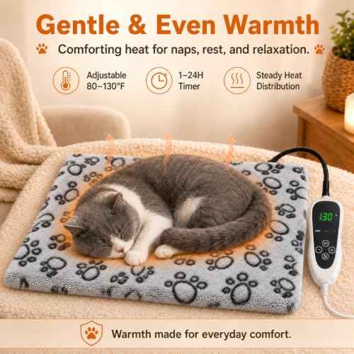 Large Dog Heating Pad 36x24 in with Normally Open Function (Grey / 36 x 24 in)