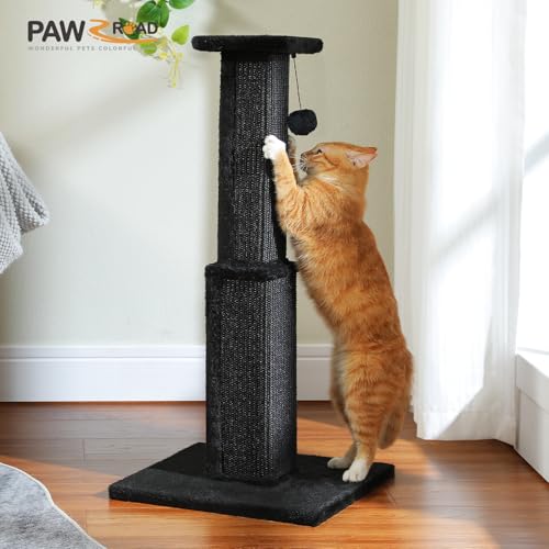 Large Cat Scratching Post 32" Tall Black Cat Scratcher (Dark Black)