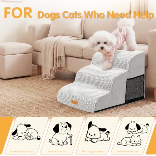 3 Tiers Foam Dog Ramps (Light Grey / 23.6*15.7*15.7)