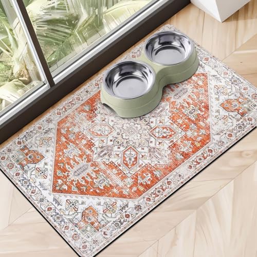 Dog Food Mats for Floors (Orange / M(16"×24"))