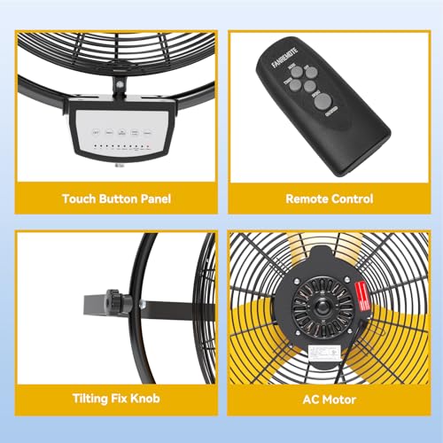 2PCS 20 Inch Wall Metal Fan Pro Remote Control (Yellow / 20 Inch (Remote) x 2)