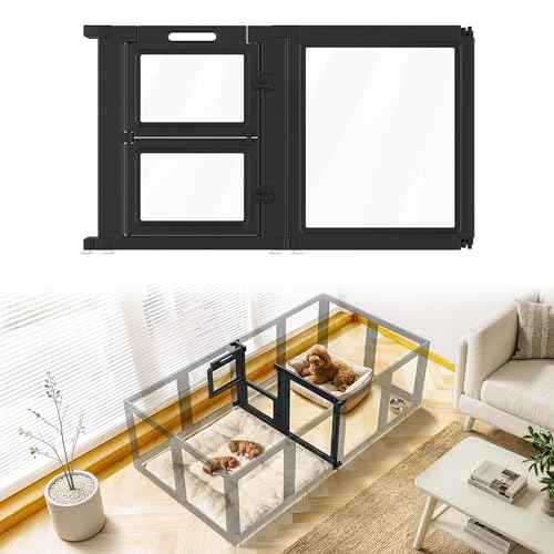 Add On Whelping Gate & Panel for AuraSpace Acrylic Indoor Dog Playpen (Black / 24"H)