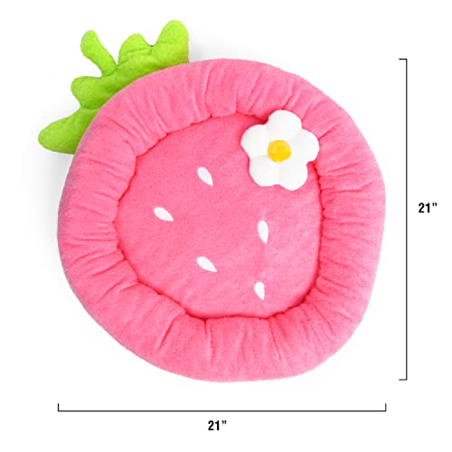 Soft Plush Small Cute and Cozy Food Dog Cat Bed (Strawberry)