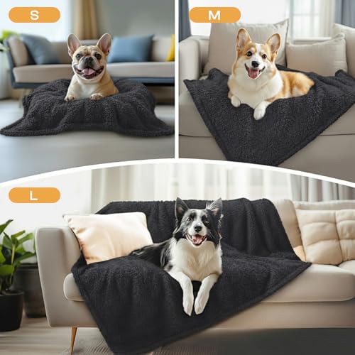 1 Pack 3 Calming Blankets Fluffy Premium Fleece Pet Blanket Soft Sherpa Throw for Dog Puppy Cat Black Large (Large (Pack of 3) / Black)