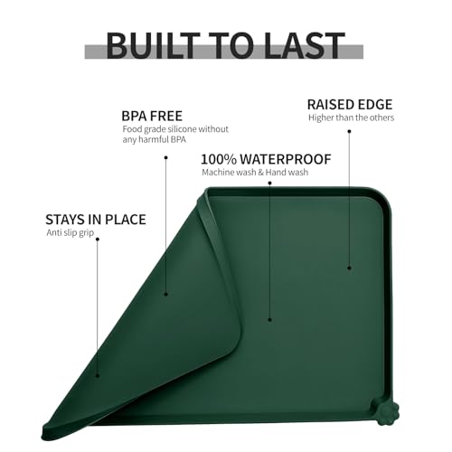 Silicone Pet Feeding Mat (Hunter Green / 18.5" x 11.5")