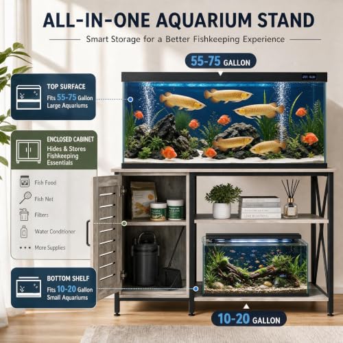 55 75 Gallon Fish Tank Stand (Grey / 55-75 Gallon)