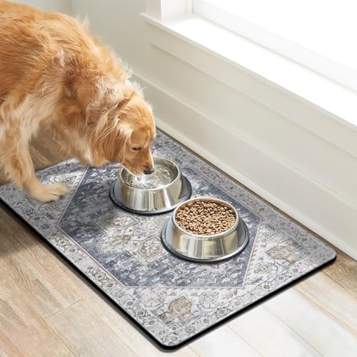 Dog Food Mats for Floors (Grey Blue / Xl(24"×32"))
