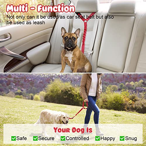 2 Pack Dog Seat Belt for Car (Red)