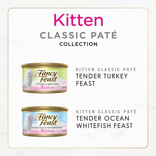 Purina Fancy Feast Kitten Tender Turkey & Ocean Whitefish Variety Pack (3 Ounce (Pack of 24))
