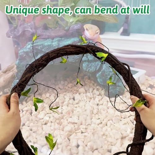 Extra Large Reptile Vines Thick Terrarium Plants 78 Inches Long Flexible Climbing Branch with Leaves Snake Tank Accessories Greenery Habitat Decor for Bearded Dragon Chameleon Gecko Lizard (Black Reptile Vines (Lengh:78" Dia: 1.2 In))