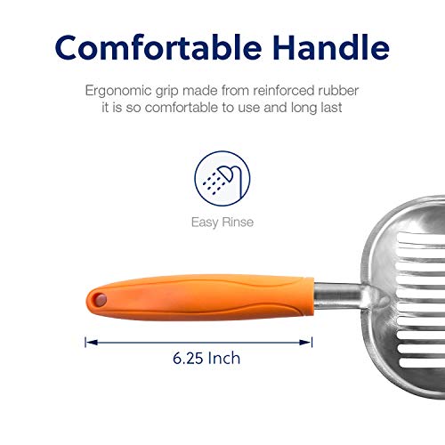 Cat Litter Scoop (Large / FLAT Aluminum \ #09 Orange Handle)