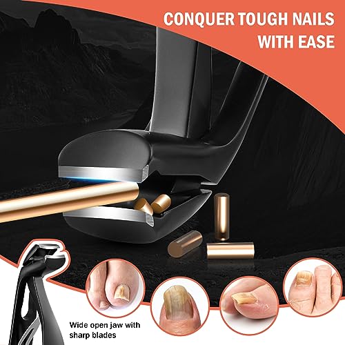Angled Head Toe Nail Clippers for Seniors for Thick Nails (Sand Black / Small)
