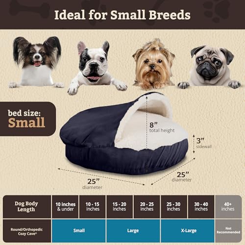 Cozy Cave Dog Bed (25.0"L x 25.0"W x 8.0"Th / Navy)