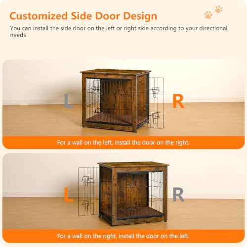27" Dog Crate Furniture (Rustic Brown / 27.2"L x 20.1"W x 23.6"H)