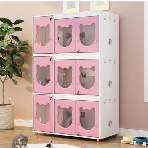 Cat House Solid Wood Cat Cage Luxury Villa Home Indoor Oversized Cattery Constant Temperature Cat Delivery Room Cage Cat Bed (120*60*178.4 / White)