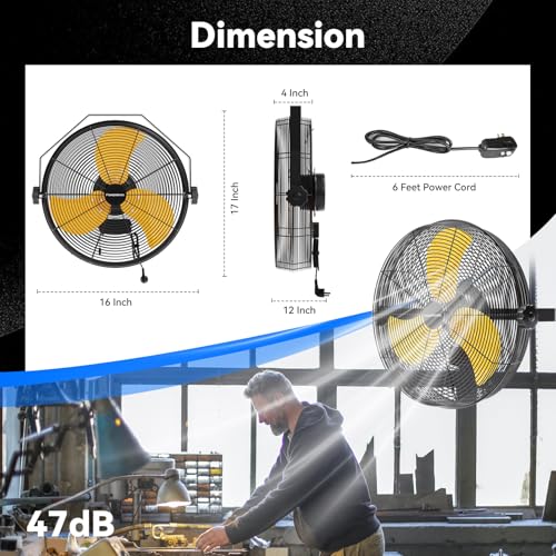 2600 CFM 14 inch Outdoor High Velocity Wall Mounted Fan (Yellow / 14 inches)
