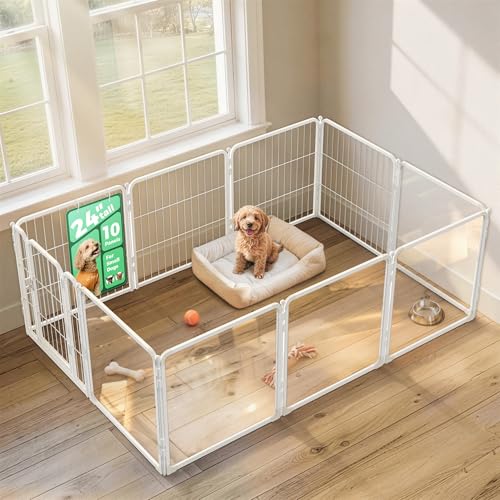 AuraSpace Pro Acrylic & Wire Mesh Indoor Dog Playpen (White / 24"H)
