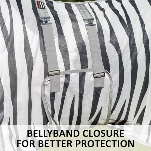 Soft Interlock Mesh II Zebra Horse Fly Sheets (Horse Size 76 / Attached Neck Euro Bellyband / Zebra)