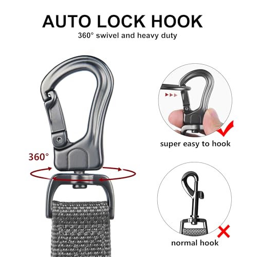 6FT 1IN Heavy Duty Dog Leash for Large Dogs with 2 Padded Handles (Grey / 1 in x 6 ft)