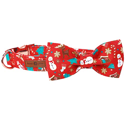 Christmas Dog Collar with Bowtie (Small (Pack of 1) / Red Gingerbread Man)