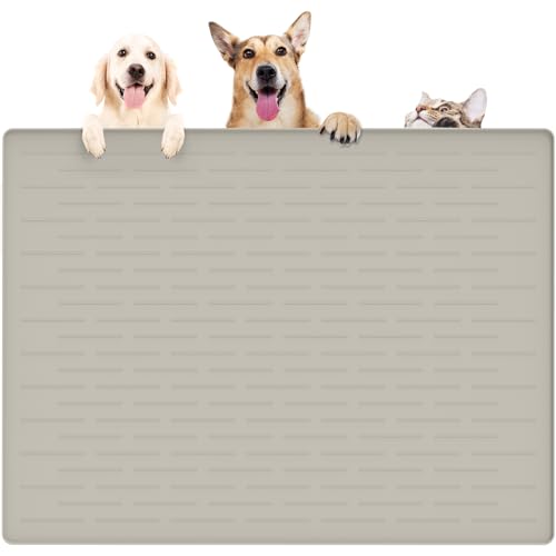 39.4"x29.5" Large Pet Food Mat (Beige / 39.4"L x 29.5"W)
