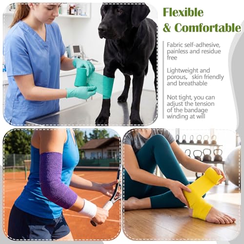 36 Pcs Self Adherent Bandage 4" X 5 Yard Wrap Breathable (Multicolor / 4" X 5 Yard)