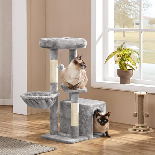 Cat Tree Multi Level Climbing Tower for Indoor Cats (Light gray)