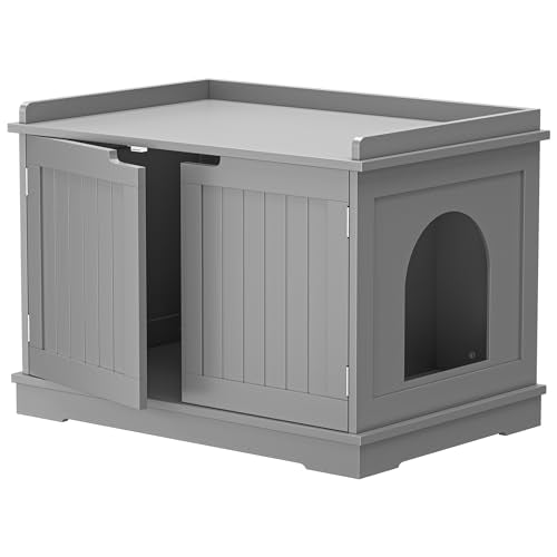 Cat Litter Box Enclosure Cabinet (Gray)