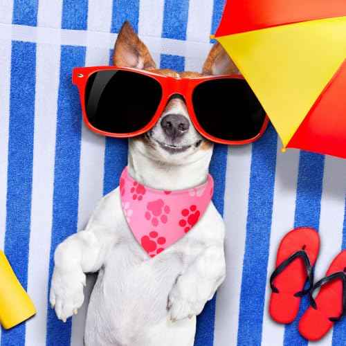 50 Pcs Paw Print Dog Bandanas Bulk for Party (Paw Pattern / 19.7 x 13.8 x 13.8 Inch)