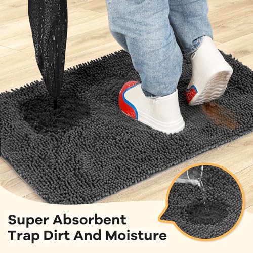 Absorbent Dog Door Mat for Muddy Paws (60"L x 48"W x 1" Th / Dark Grey)